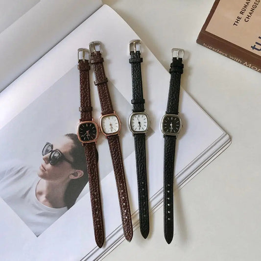 Small Dial Leather Strap Wrist Watch
